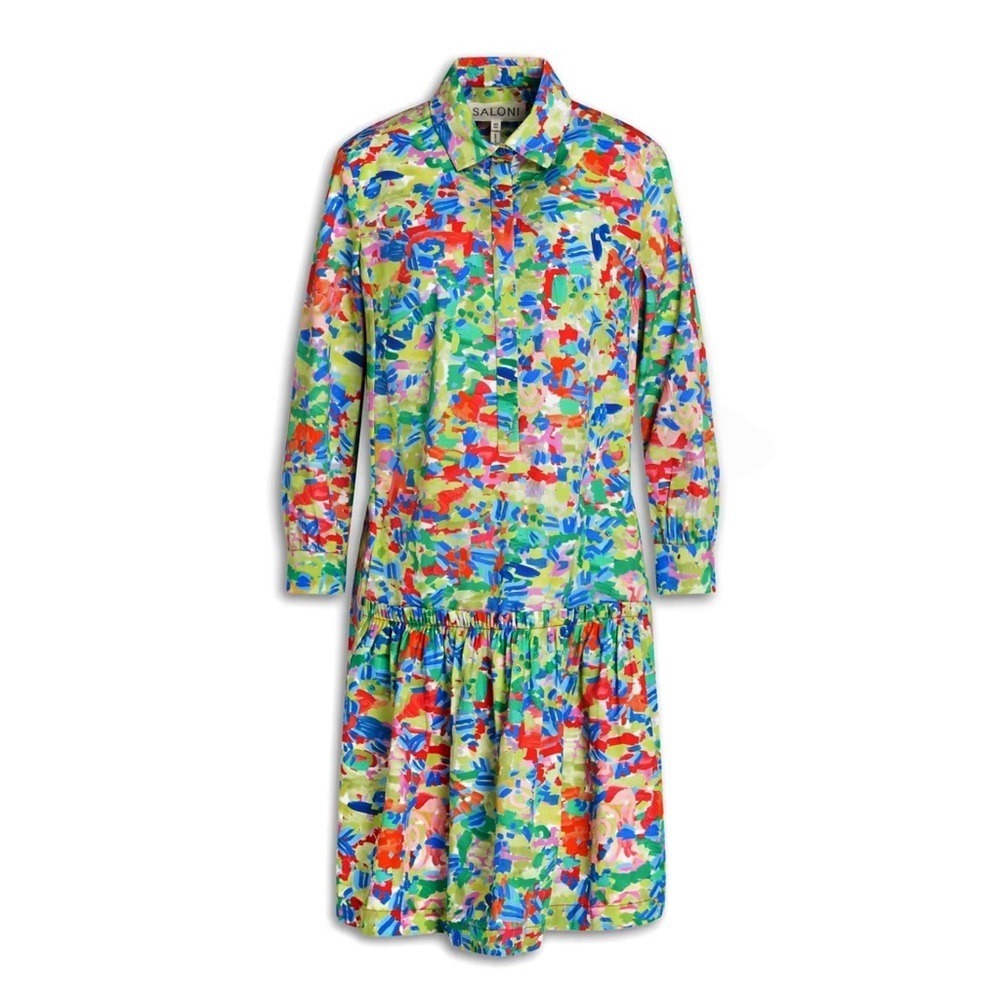 NWT Saloni Tilly Shirt Dress Cotton Poplin Summer Confetti Size‎ 6